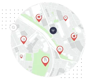 Kort der viser boligplaceringer med markører